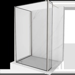 Mexen Kioto стъклена преграда за душ Walk-in 110 x 80 x 40 cm, черна рамка, матиран никел - 800-110-080-221-97-70-040 (800-110-080-221-97-70-040)