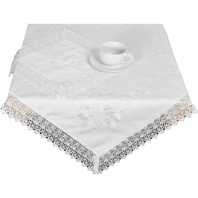 Forbyt Ubrus celoroční Růže s krajkou bílý 85x85 cm