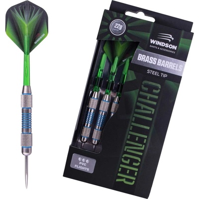 Mosadzný set šípok s kovovými hrotmi Windson CHALLENGER 22 G BRASS SET zelená