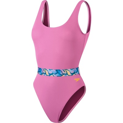 Speedo Бански костюм Speedo Women's Belted Deep U-Back One Piece Swimsuit - Purple