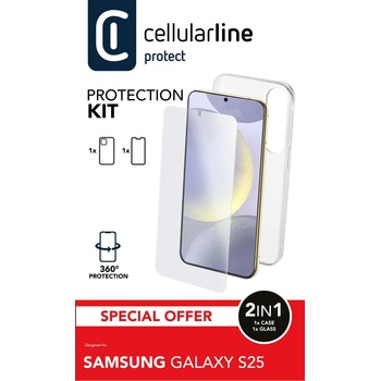 Cellularline Пакет за Samsung Galaxy S25 (Kалъф + стъкло) 13957
