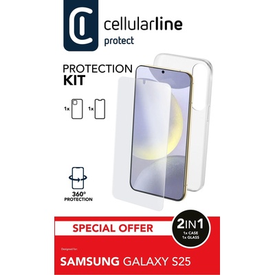 Cellularline Пакет за Samsung Galaxy S25 (Kалъф + стъкло) 13957