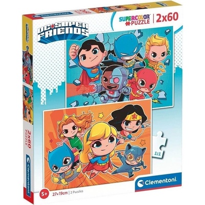 Clementoni Детски пъзел Clementoni от 2 x 60 части - DC Comics: Super Friends (21624)