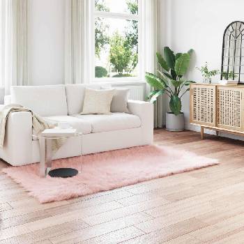 vidaXL Изкуствен овчи килим Tafalla Розово 80 x 200 cm Полиестер (42021545)