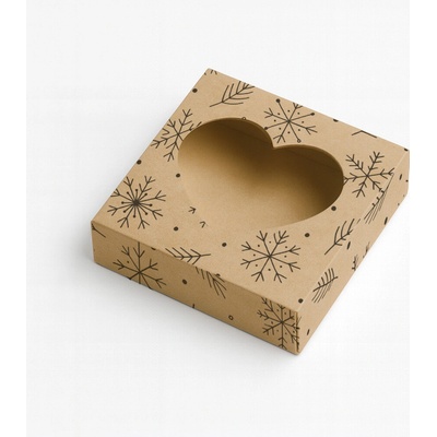 KRAFTHOUSE.EU Dárková krabička čtvercová Winter Magic KM-KR-006 Okno: Srdce – Zboží Dáma