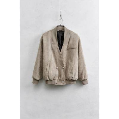 Itálie Bomber Autunno Chic Oversize Beige