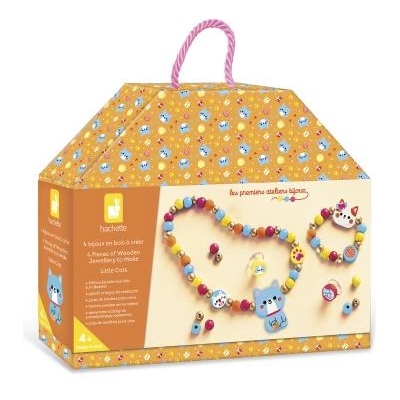 Janod Atelier Креативен комплект Изработка на бижута Дървени мъниста Котенца 4 бр