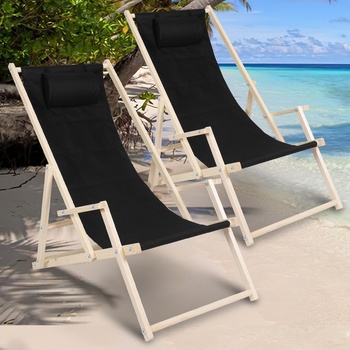 SWANEW Deck Chair Beach Lounger Relax Lounger Self-Assembly 2 ks