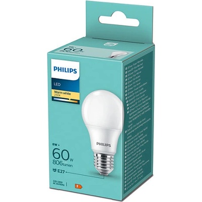 Philips klasik žárovka LED , 8W, E27, teplá bílá