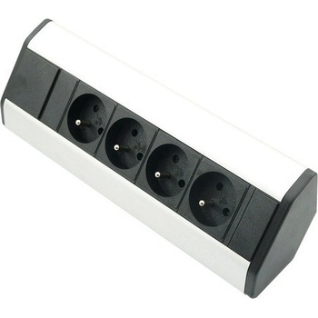 Solight PP103 4 zásuvky strieborný 1,5m rohový design