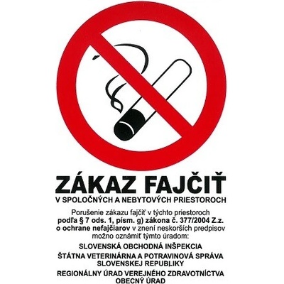 Zákaz fajčiť v spoločných a nebytových priestoroch - samolepka
