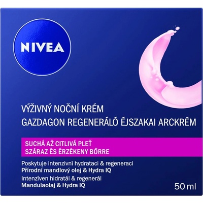 Nivea Visage Aqua Effect výživný regeneračný nočný krém pre suchú až citlivú pleť pre dokonalú výživnú starostlivosť 50 ml