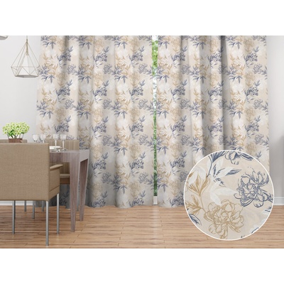 Biante Dekoračný záves PML-058 Kvetinová perokresba na svetlo béžovom 145x140 cm