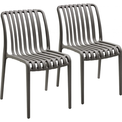 tectake 406044 zahradní židle alcudia, odolné proti povětrnostním vlivům, stohovatelné - antracit,sada 2 kusů