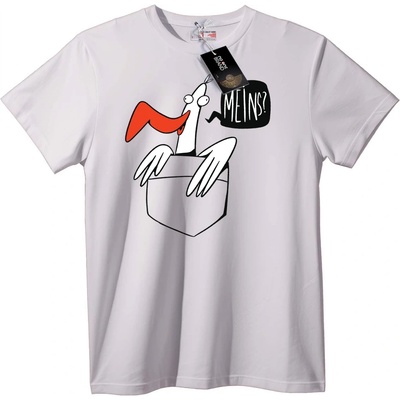 NOONEBRAND Тениска Meins? Карикатурен Джоб - 2XL, White