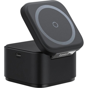 Image 1 of Baseus 2in1 MagPro Magnetic Charger with MagSafe 20W (BS-W531) - двойна поставка (пад) за безжично зареждане за iPhone с MagSafe и AirPods с вграден USB-C кабел (черен)