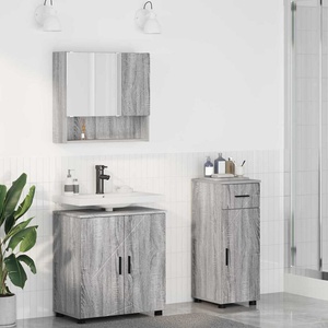 vidaXL Комплект мебели за баня 3 бр. Сив Сонома 61 x 35 x 64 см (3392959)