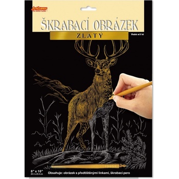 Creatoys Škrabací obrázek zlatý Jelen