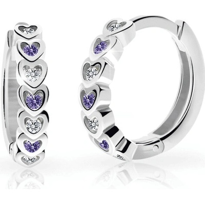 Danfil Dětské náušnice kroužky C3340 ze stříbra, s kamínky Amethyst