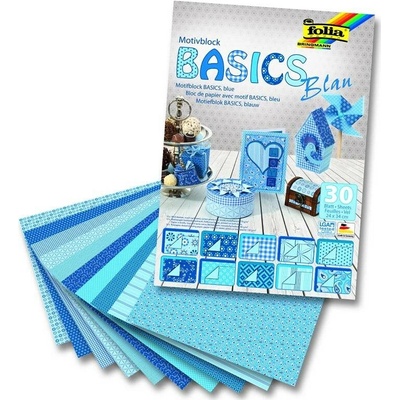 Papír na scrapbooking v bloku A4 80-270g/m2 30ls Basics modrý