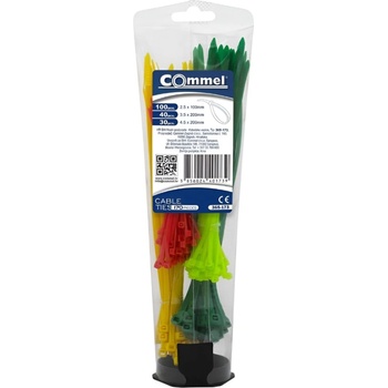 Commel Кутия с кабелни връзки цветни 100х2, 5мм-100 броя и 200х3, 5мм-40 (c365-173)