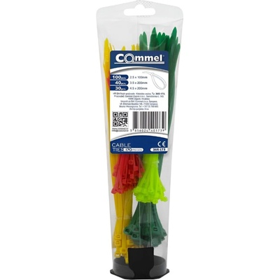 Commel Кутия с кабелни връзки цветни 100х2, 5мм-100 броя и 200х3, 5мм-40 (c365-173)