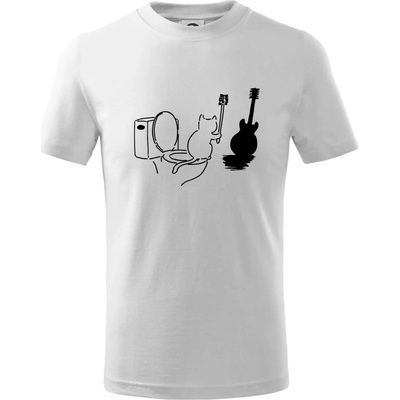 Mačka a gitara WC tričko detské biela