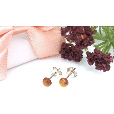 Jan Kos jewellery stříbrné náušnice s jantarem 12124319