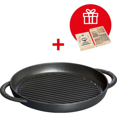 Staub litinová grilovací pánev kulatá grafitově šedá 30 cm