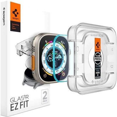 Spigen Tempered Glass GLAS. tR EZ Fit 2 Pack - 2 броя стъклени защитни покрития за дисплея на Apple Watch Ultra 49мм (прозрачен)