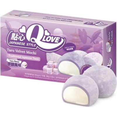 Qlove Japonské Koláčky Velvet Taro Mini Mochi 80 g