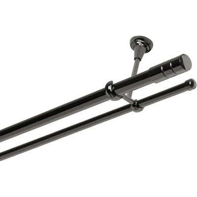 OK-GarnýžeCY Garnýž kovová dvouřadá 25/16mm Cylinder onyx 370 cm do stěny / na tunýlek - bez kroužků