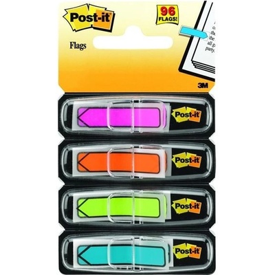 ZÁLOŽKY, PLASTOVÉ, 4X24 ZÁLOŽIEK, 11,9X43,2 MM, V TVARE ŠÍPKY, 3M POSTIT, MIX