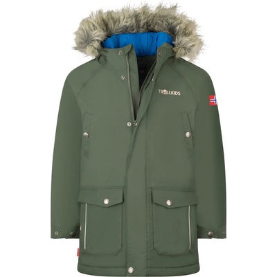TROLLKIDS Детско яке парка Trollkids Kid's Nordkapp Jacket Parka - Ivy / Electric Blue - размер 98 (EU) (703-2239-0912)