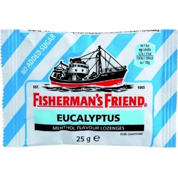 HAAS Fishermans Friend bonbóny dia eukalyptus/modré 25 g