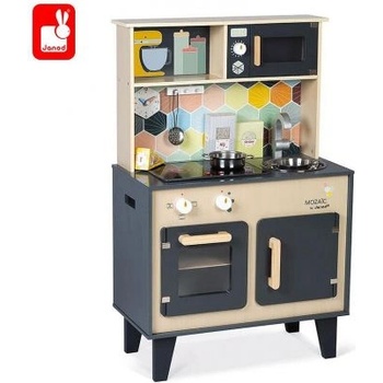 Janod - Голяма дървена детска кухня - Мозайка (J06609)
