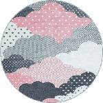 Ayyildiz Розово-сив детски килим ø 120 cm Bambi - Ayyildiz Carpets (BAMBI1201200820PINK)