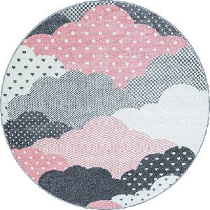 Ayyildiz Розово-сив детски килим ø 120 cm Bambi - Ayyildiz Carpets (BAMBI1201200820PINK)