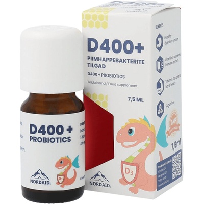 Nordaid Витамин D3 400 IU + Пробиотици 7.5 ml капки | Nordaid (010317 NRD)