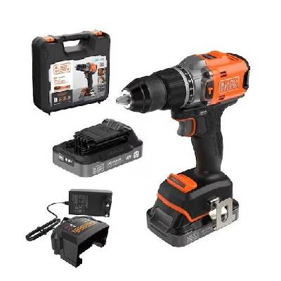 Акумулаторна ударна бормашина BLACK+DECKER 18V, 2x 2.0 Ah батерии и зарядно устройство BLD683D2X (BLD683D2XK)