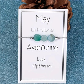 HARAHU Гривна с камък за месеца на раждане - Май / Авентурин kp38766 (38766)