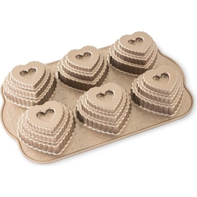 Nordic Ware Vrstvené srdíčko plát se 6 formičkami karamelová 0,7 l