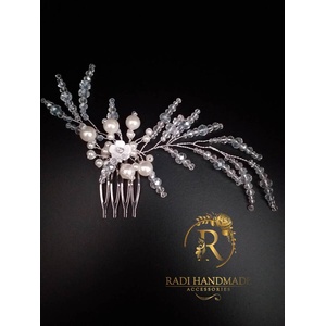 Radi handmade Гребенче за коса с бели перли и кристали (508)