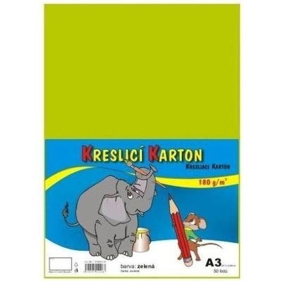 Karton kreslicí A3, 180 g, zelený, 50 ks