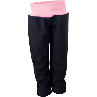 Dětské softshellové kalhoty bez kapes NEZATEPLENÉ černé se světle růžovým nápletem Elfino Nohavice zakončení Typ A Vnitřní náplet ELFINO SOF NEZATEPLENÉ