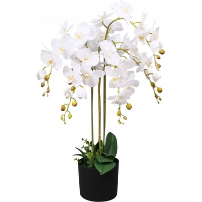 Umělá rostlina orchidej s květináčem 75 cm bílá