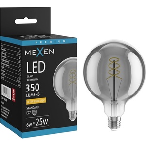 Mexen Vintis LED крушка с филаментна спирала E27, G125, 6W, Топло - 2200K, 350 lm, пушек (L168-E27-0622-70)