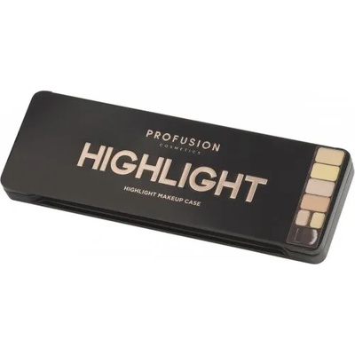 Profusion Cosmetics Highlight Makeup Case - Палитра хайлайтъри за лице с четка