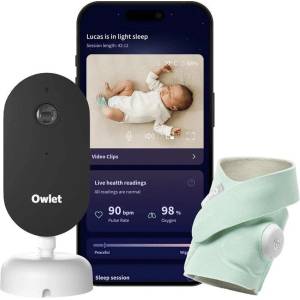 Owlet Умен чорап със сензор Owlet Dream Duo - С камера Dream Sight, Mint (PSR3NMWIN) - ozone Бебефон