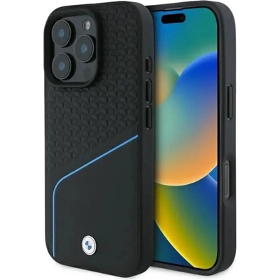 BMW Sign Leather Textured And Line MagSafe Case за iPhone 16 Pro Max - черен (3666339323318)
